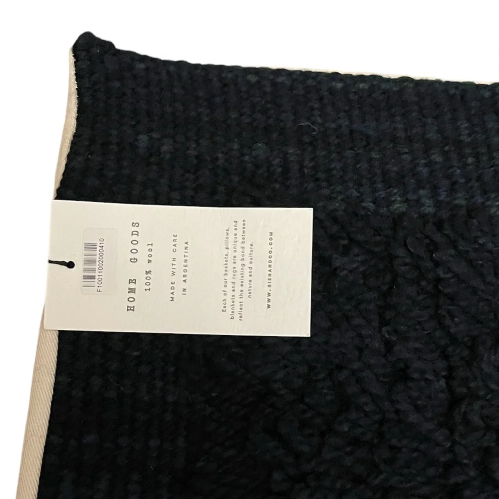 NWT Sien + Co Zona Highland Sheep Wool Woven 20”x20” Pillow Cover Midnight Blue